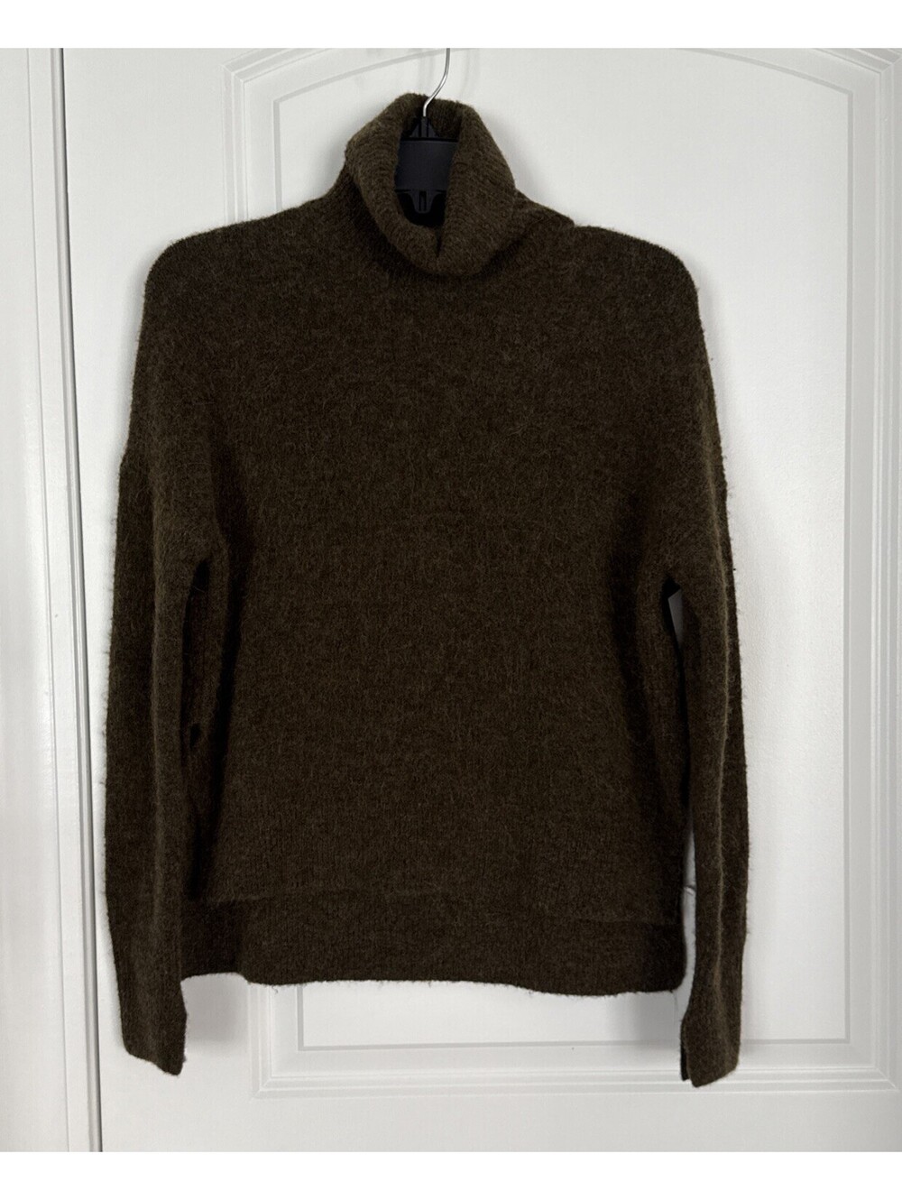 All Saints  High Low Wool Blend Turtleneck Sweater Green Oversize Size XS